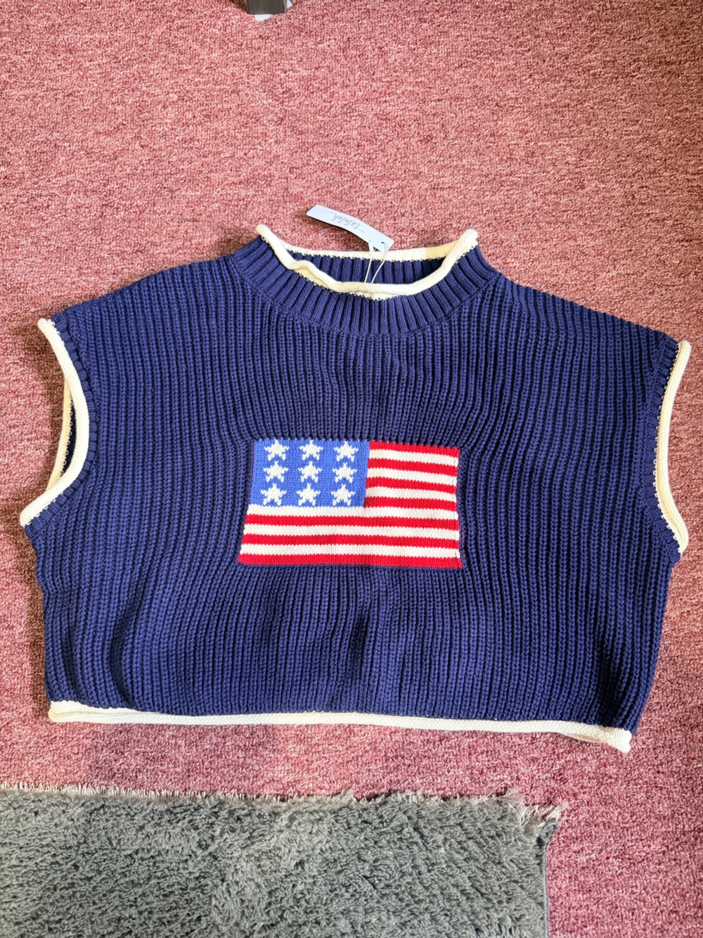 Talula Navy Cropped Knit Sweater Vest